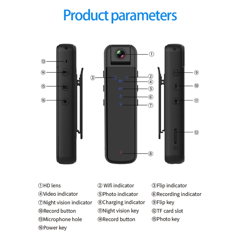 1080P HD Mini Wifi Recorder Camera Motion Camera Outdoor Camera Enforcement Recorder Security Body Camera