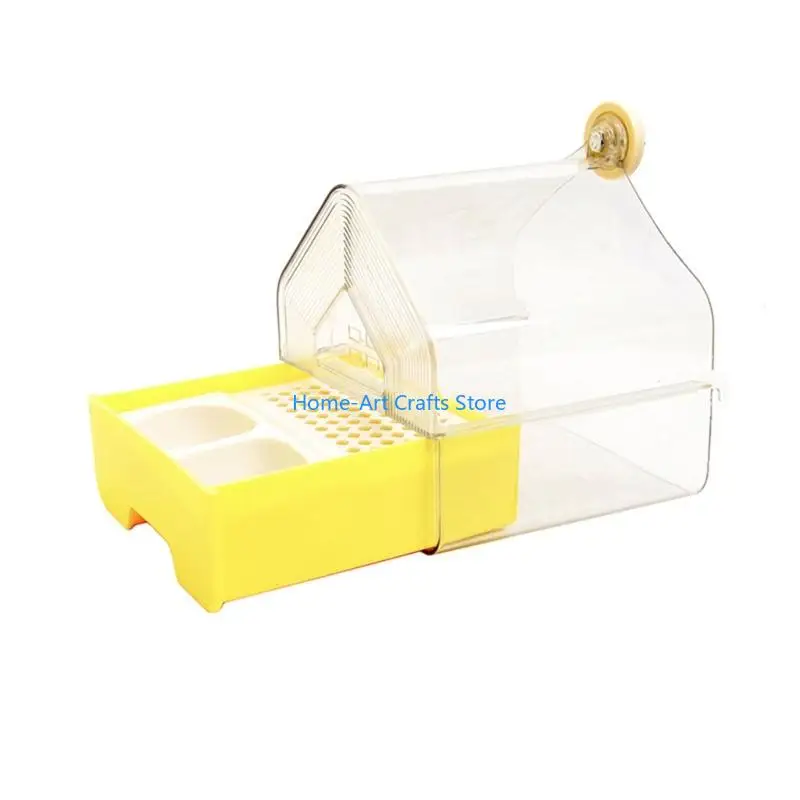 Y3NA Double Use Conure Bathing And Feeding Box Permanent Plastic Plan With Clear Window For Easy Monitoring And Safe Bird Care