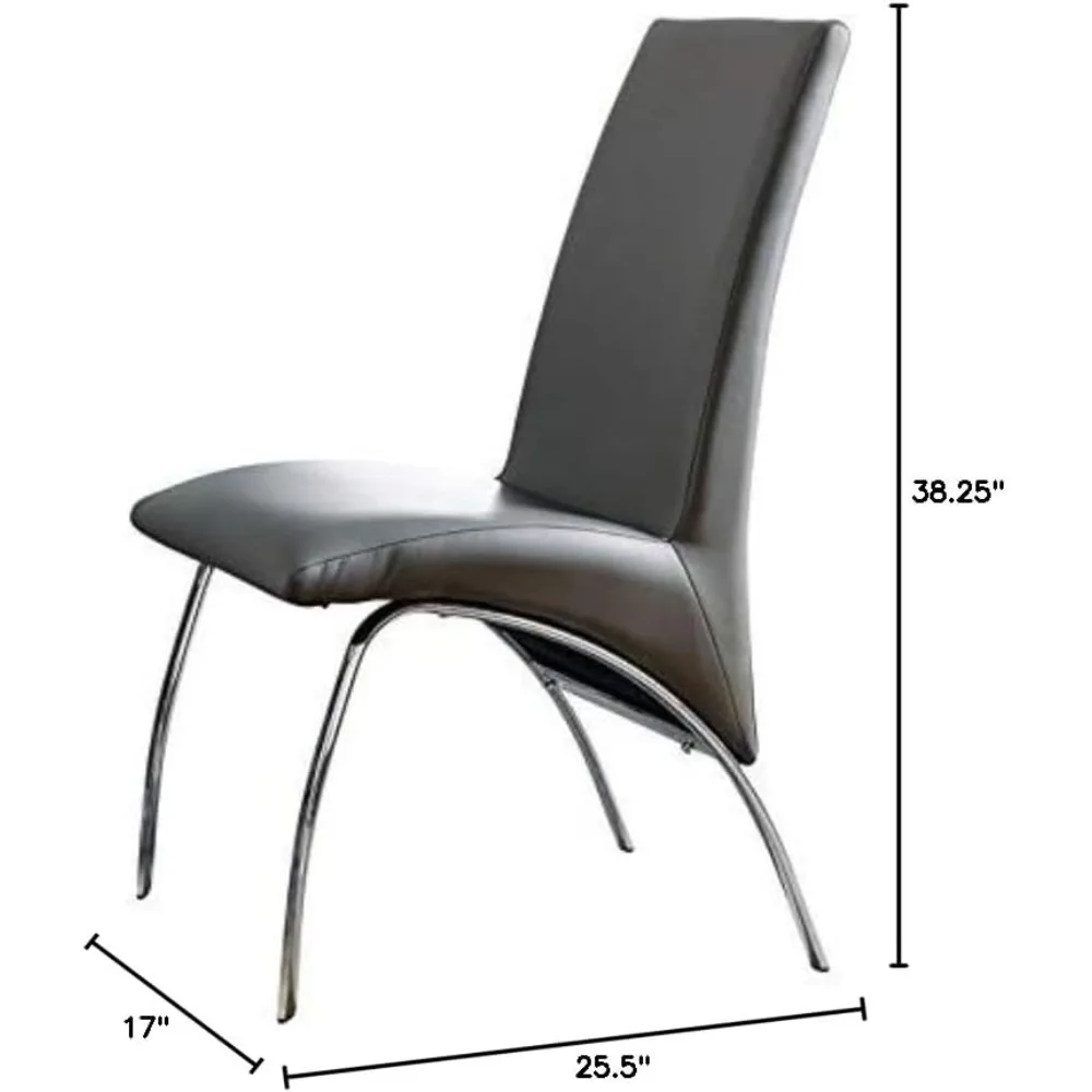 طقم كراسي طعام من الجلد الصناعي باللون الرمادي مكون من قطعتين، حديث ومريح، مثالي لغرف الطعام المعاصرة