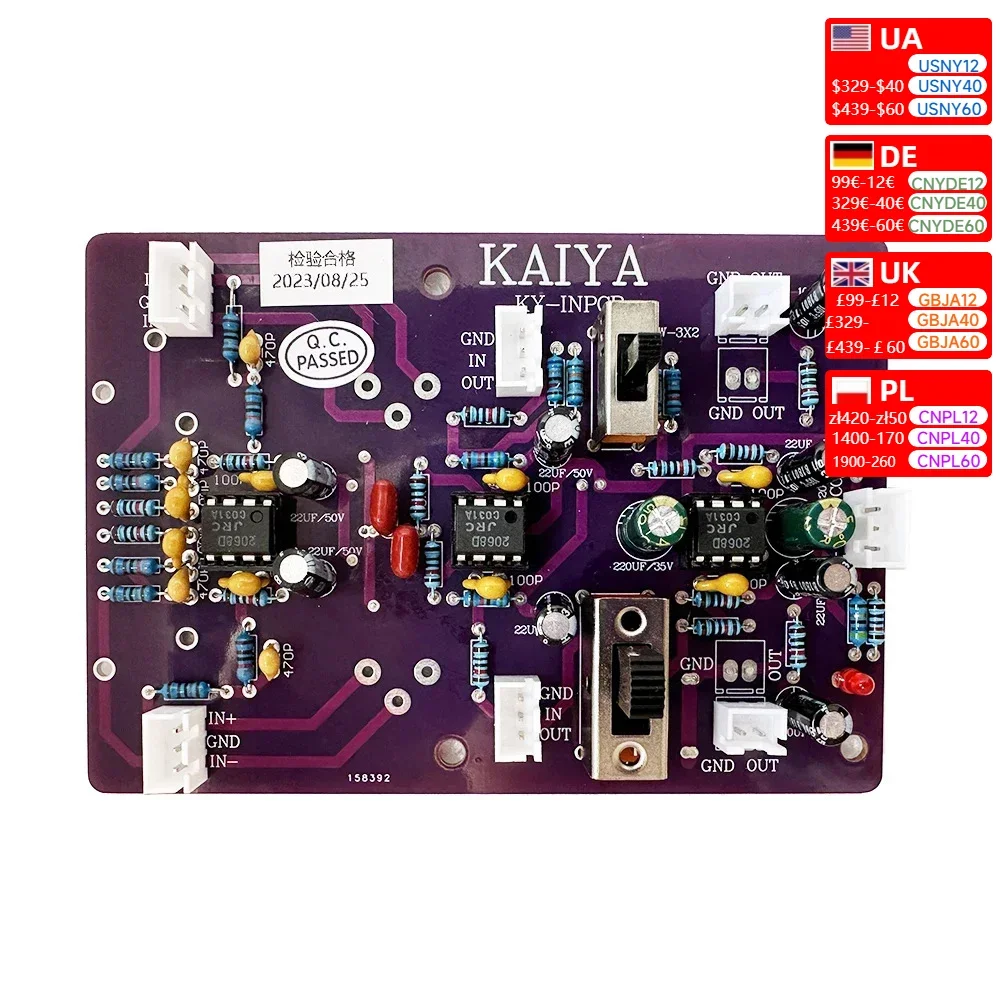 Nvarcher Two-channel Balanced Preamp Input Board Stereo Gain   BTL