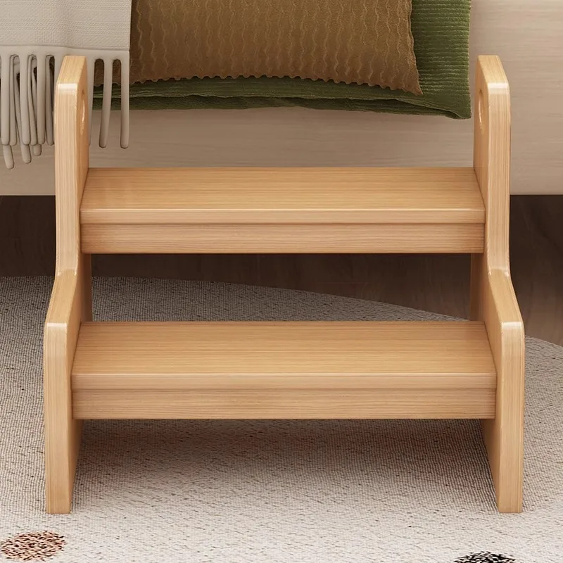 Bamboo Children\'s Sink Step Ladder Stool Toilet Climbing Step Stools Baby Sink Brush Your Teeth and Wash Face for 2 Step Ladder