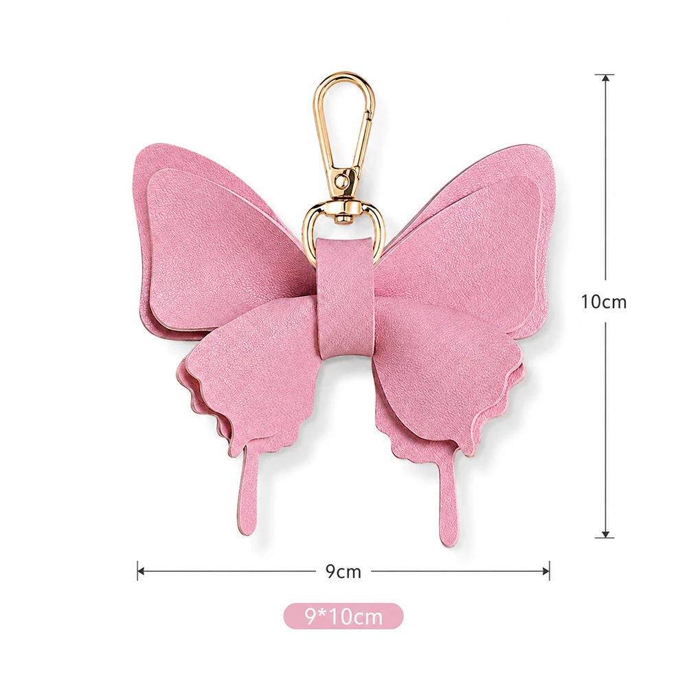 2PCS Leather Butterfly Bag Charm, Cute Butterfly Keychain Accessories for Women, Leather Purse Charms for Handbags Tote Bags
