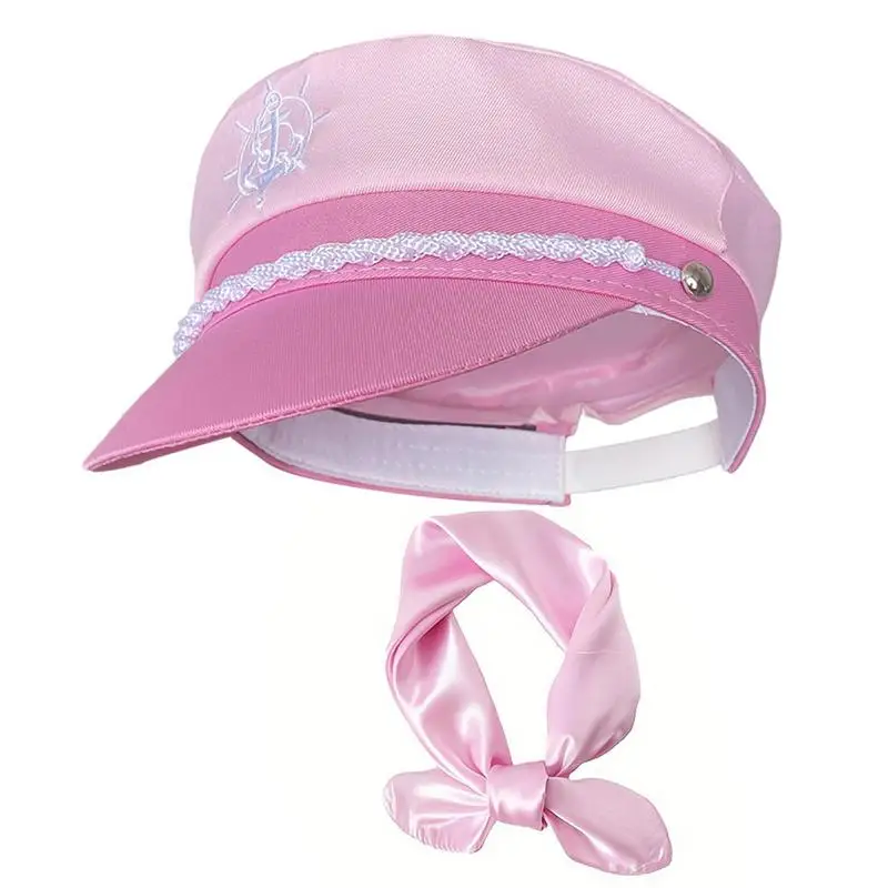 Cappello da capitano da donna Cappello da marinaio da barca Skipper da donna rosa regolabile Cappelli da capitano Costume da capitano da marinaio per dramma teatrale