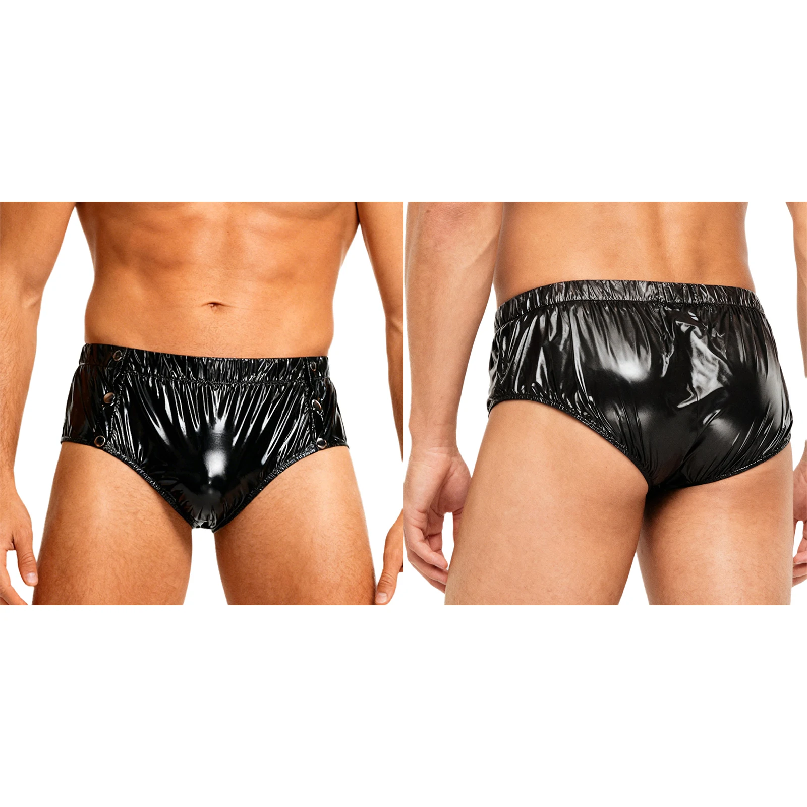 

Men Adults Glossy Side Pressing Button Tear-away Diaper Cover Briefs Washable Stretchy Adaptive Underwear for Elderly Bedridden