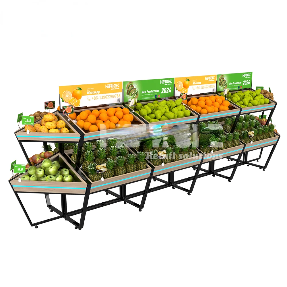 New Design Customized Supermarket Grocery Store Vegetable and Fruit Display Rack Shelf