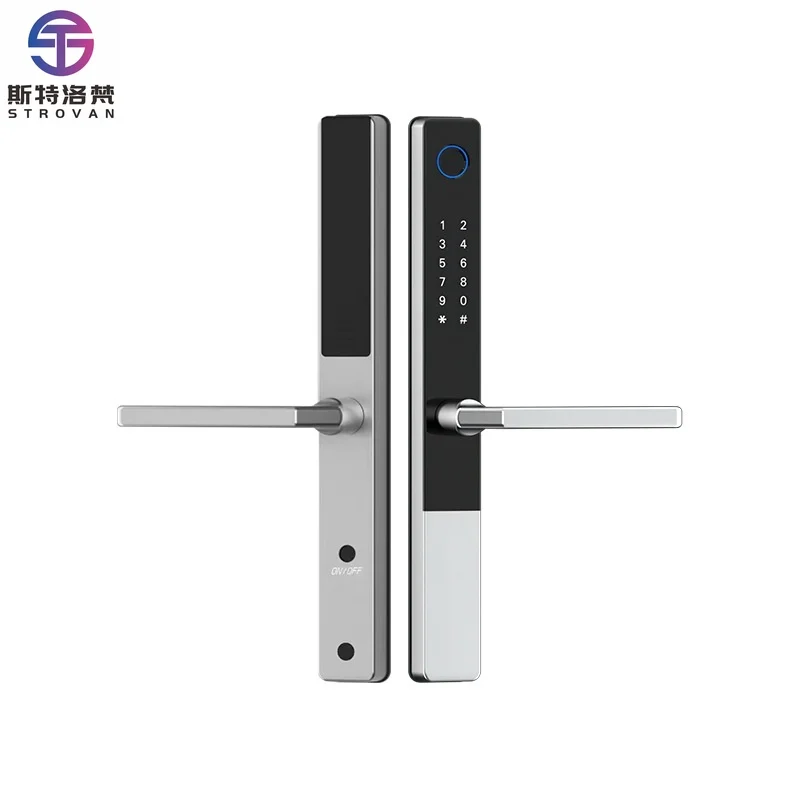 Smart Locks for Outdoor Narrow Edge Wood Sliding Doors Fingerprint Password  Aluminum Alloy Cloud Data Broken Bridge Lock