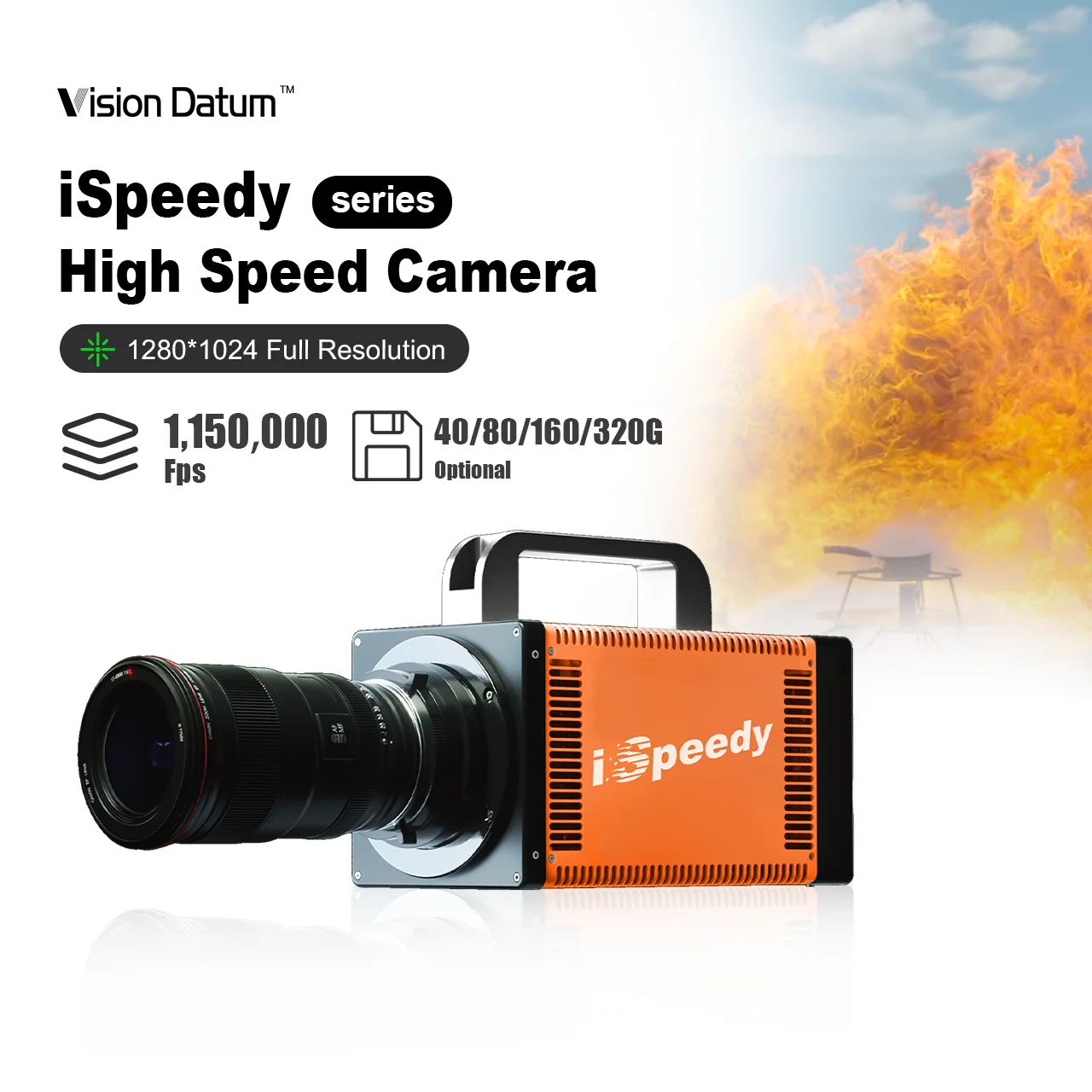 iSpeedy158MT13M/C Phantom 1150000fps 60dB Ultra High Speed Camera Global shutter 320GB for Ballistics Imaging