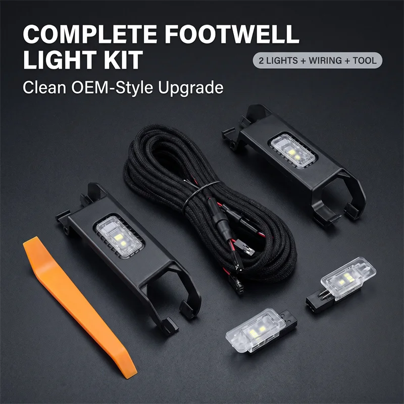 LED Front Footwell Light + Wiring Harness for VW Tharu XR ID.6 X Viloran Teramont X Lavida EV Skoda Kodiaq