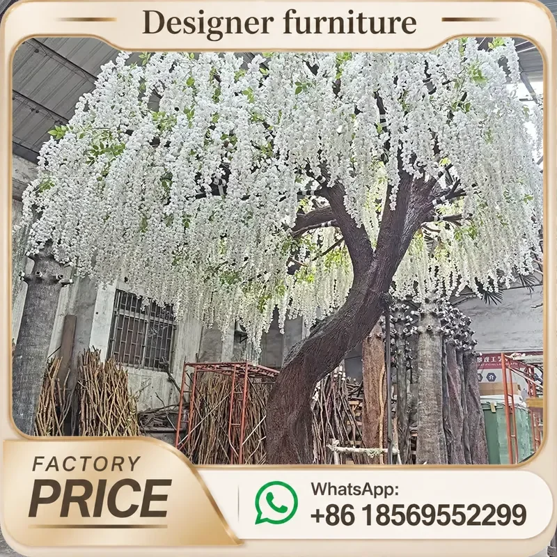 4m Artificial Wisteria Tree White Purple Fake Flower Silk Plant Elegant Decor For Indoor Outdoor Wedding Party Home Garden