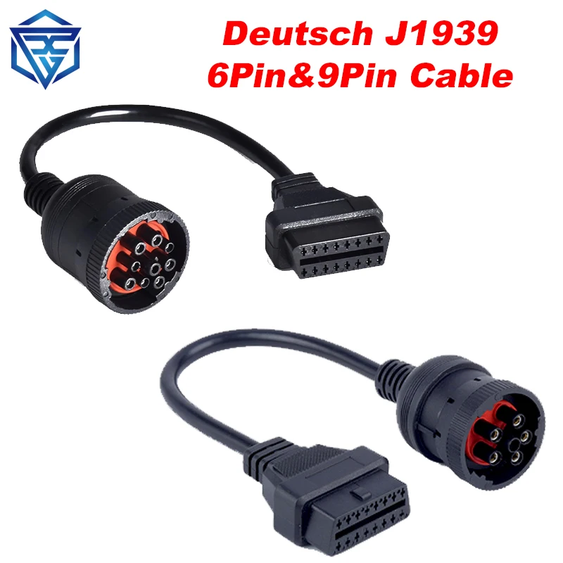 

Best Quality Deutsch J1939 9pin to 16pin Truck Cable J1939 6pin to 16pin OBDII/OBD2 16 PIN Female diagnosctic tool connector