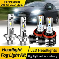 2PCS LED Headlight Bulb Kit H7 High Low Beam H11 Fog Lights 6000K White Bulbs Bright Lamp Canbus For Peugeot 208 GT 2014-2017