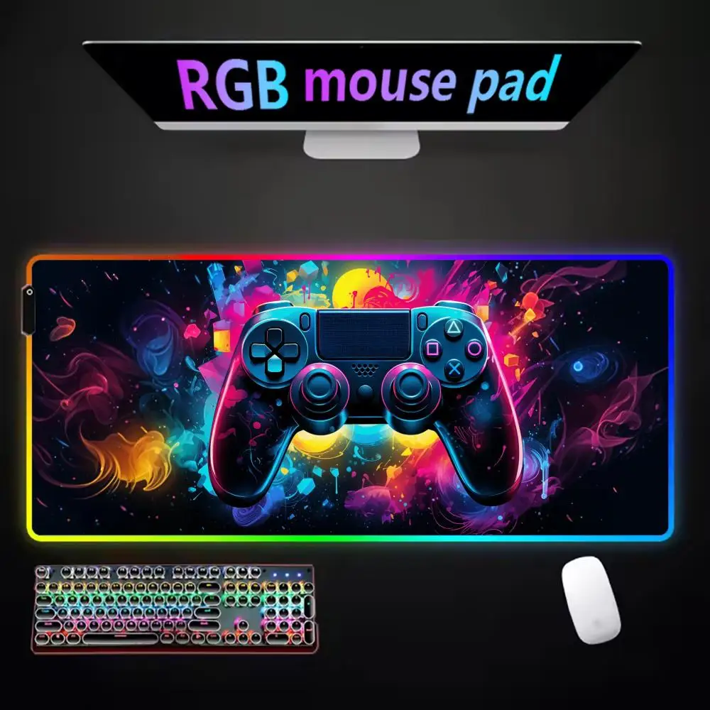 

Неоновый игровой контроллер Коврик для мыши RGB Игровой коврик для мыши HD Аксессуары для геймеров XXL Большой светодиодный светильник Коврики для мыши Компьютерный настольный коврик с подсветкой