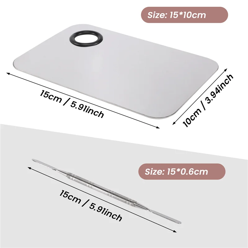 A05G-Paleta de maquillaje profesional, bandeja de maquillaje mixto, paleta de base líquida de acero inoxidable, herramientas de maquillaje de arte de acuarela