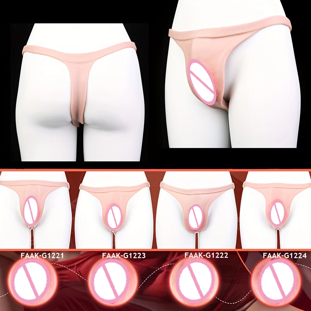 

Силиконовые трусики FAAK со вставными трусиками VaginaTransgender, скрывающие стринги Gaff, стринги, реалистичная киска с Т-образной спинкой для женщин