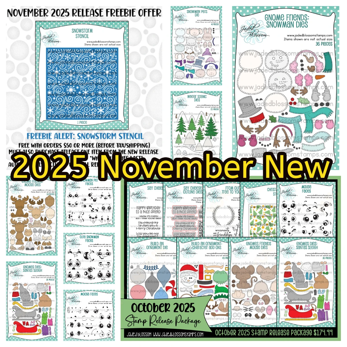 

2026 New Year Card November Christmas Gnome Friends: Winter Scenic Dies Stencils Snowman Moose Faces Stamps DIY Scrapbooking die