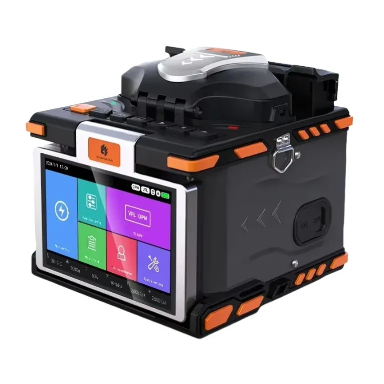 

M5 6 motors Optical Fusion Splicer FTTH Fiber Optic Splicing Machine with Multiple Languages Touch Screen VFL OPM