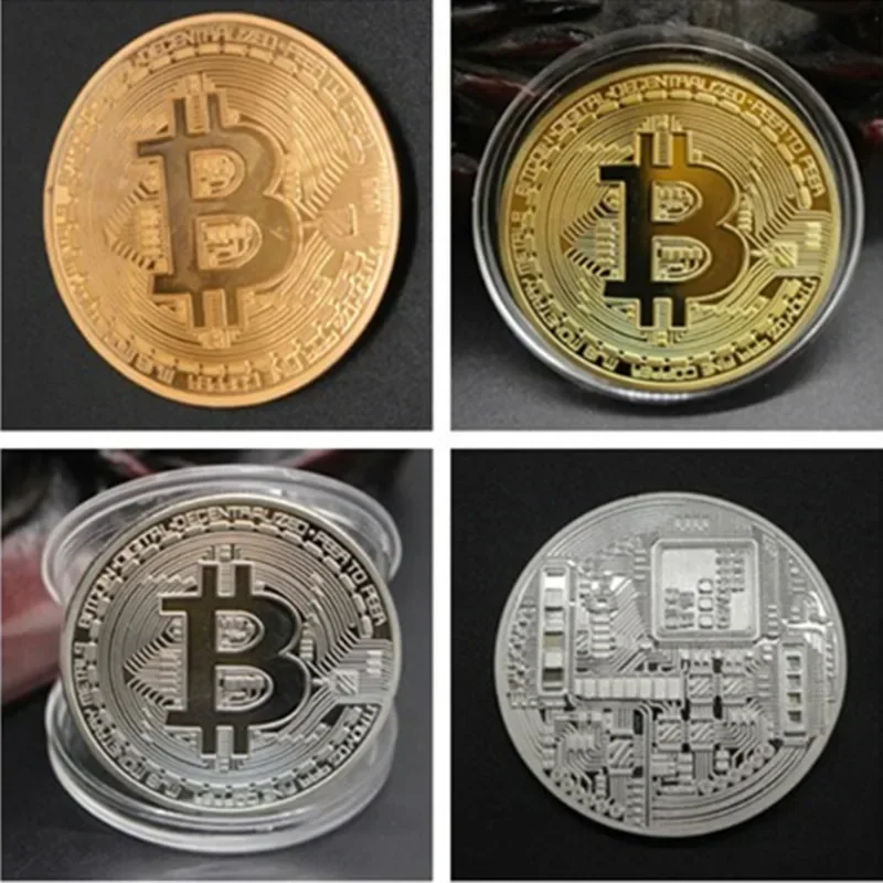 Gold Plated Bitcoin Coin Collectible Art Collection Gift Physical commemorative Casascius Bit BTC Metal Antique Imitation