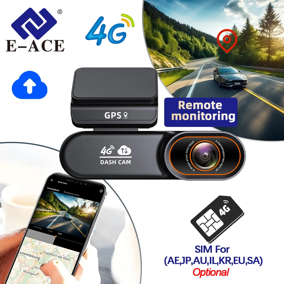 Mini enregistreur de conduite 4G portable, GPS intégré, prise en charge de la connexion à distance, moniteur de parc 24 heures, avertissement de collision, caméra de tableau de bord de voiture, boîte noire
