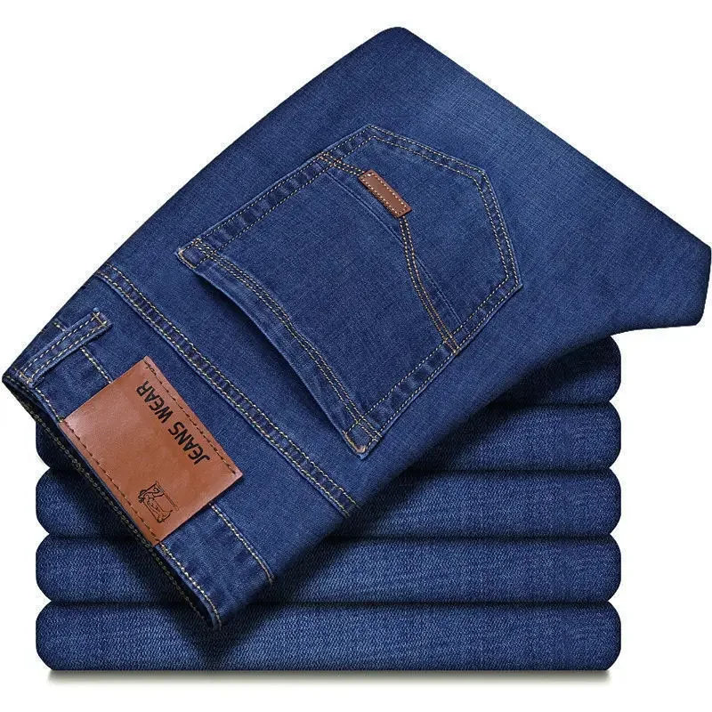 Nuovi jeans da uomo d'affari casual dritti elasticizzati moda classico blu nero pantaloni da lavoro in denim abbigliamento di marca maschile