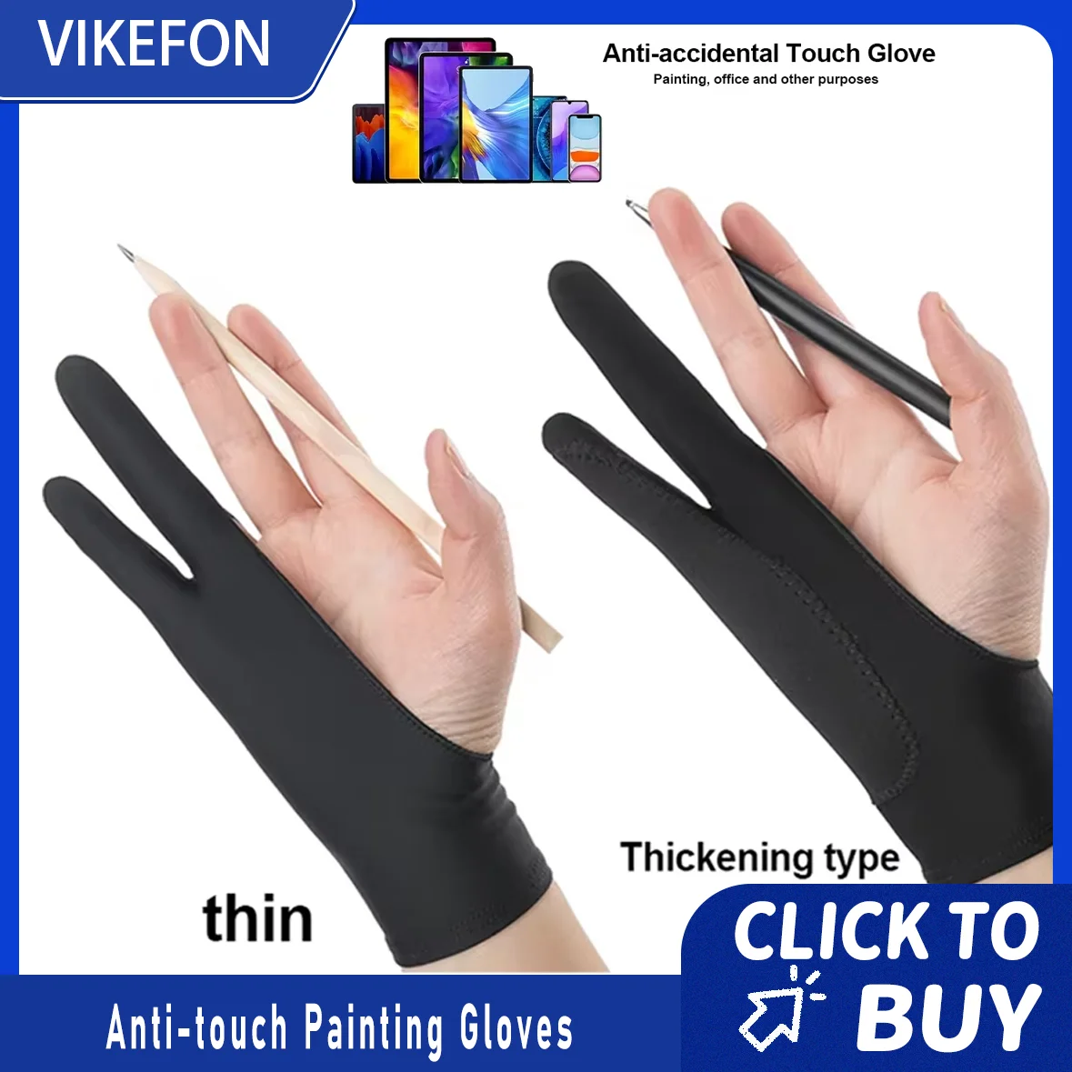 

Anti-touch Painting Gloves Two-Finger Drawing Gloves for iPad Tablet Digital Board Touch Screen Oil Painting Office Art Supplies