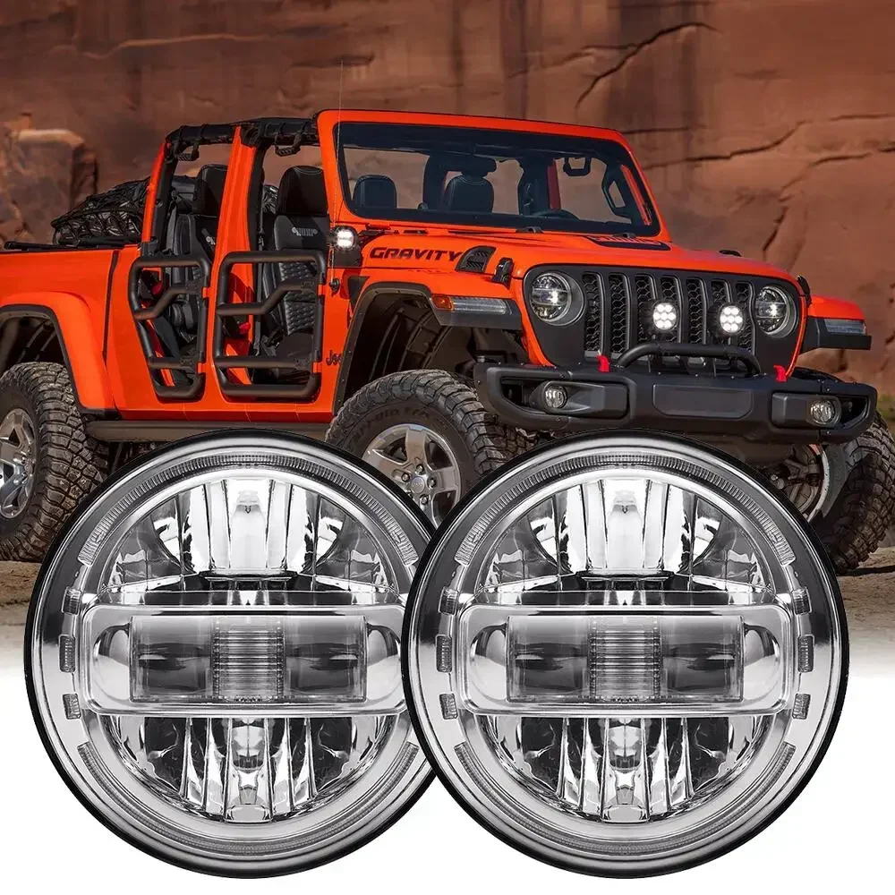 Auto lighting systems 60W Kingkong 7 inch round led projector headlight pair for jeep wrangler jk accessories high low beam led