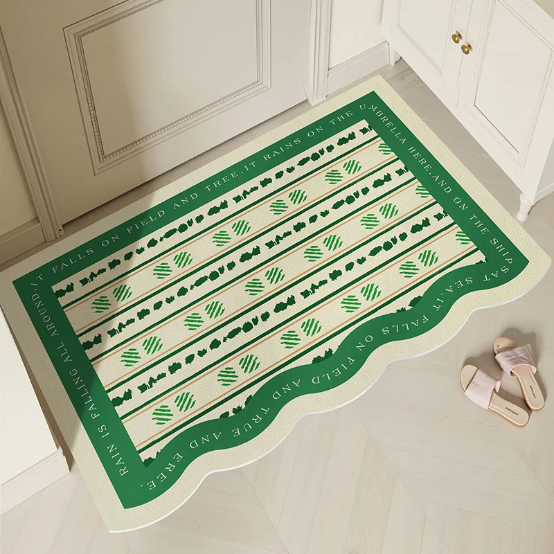 

Green Doormat Outdoor Indoor Welcome Mats Front Doormat Non-slip Vintage PVC Entrance Rugs
