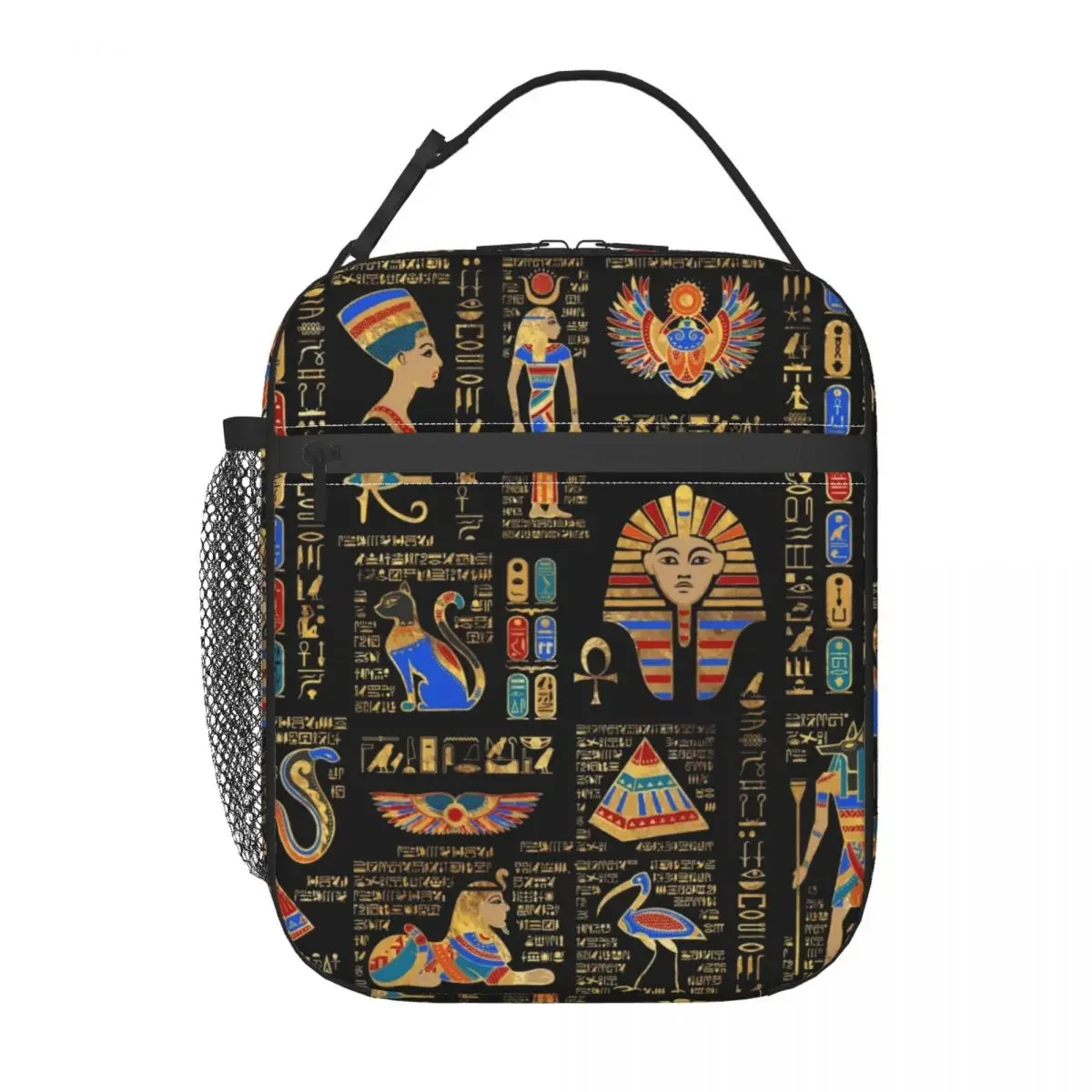 Egyptian Hieroglyphs And Deities Portable Lunch Box Multifunction Ancient Egypt Art Cooler Thermal Food Insulated Lunch Bag Kids