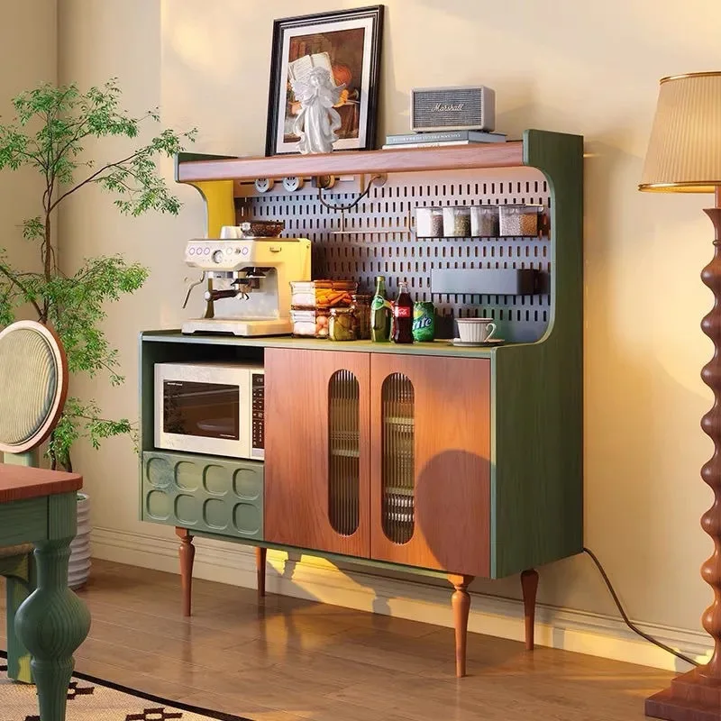 

Medieval dining side retro simple storage French integrated solid wood living room against the wall wine cabinet kitchen locker