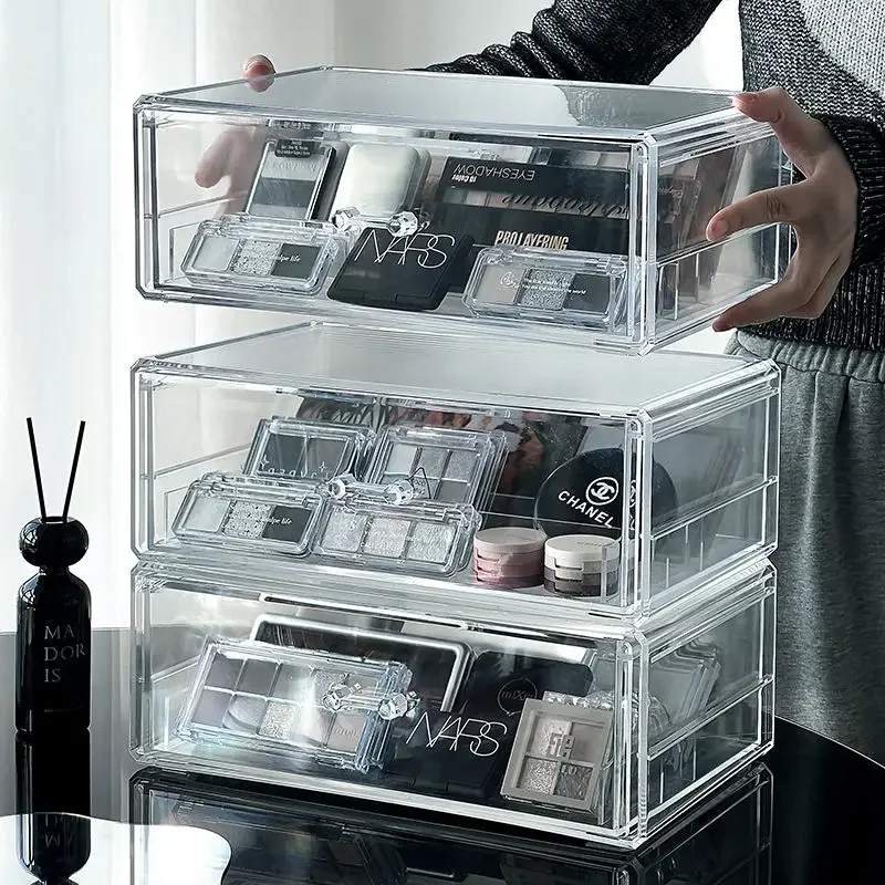 Eyeshadow Organizer for Woman Acrylic Cosmetics Storage Box Powder Cake Makeup Lipstick Storage Rack Eyeshadow Tray Storage Box