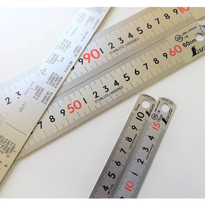 SHINWA Penguin High Precision JIS Industrial Grade Etching Stainless Steel Ruler Warping Head 13140 100CM 1PCS