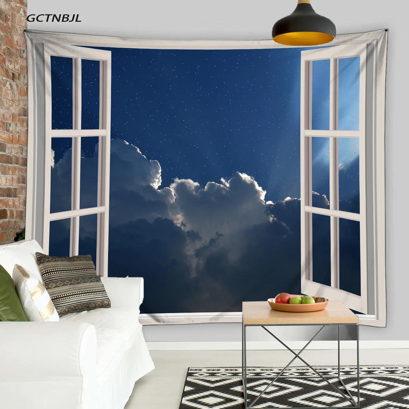 Moon Ocean Tapestry Night Sky Tapestry Wall Hanging 3D Landscape Wall Tapestry Art for Bedroom Living Room Dorm Home Decor