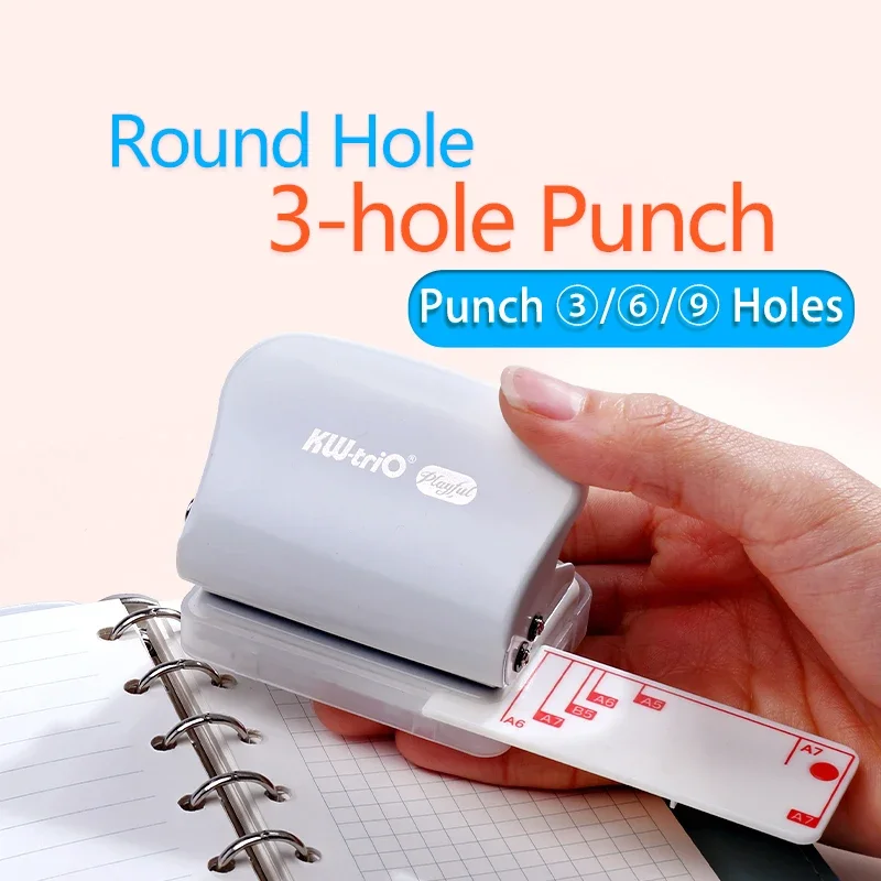 Adjustable Paper Punch for A7 A6 A5 B5 Spiral Notebook 3/6/9 Holes Planner DIY Loose-leaf Puncher Scrapbooking Tools