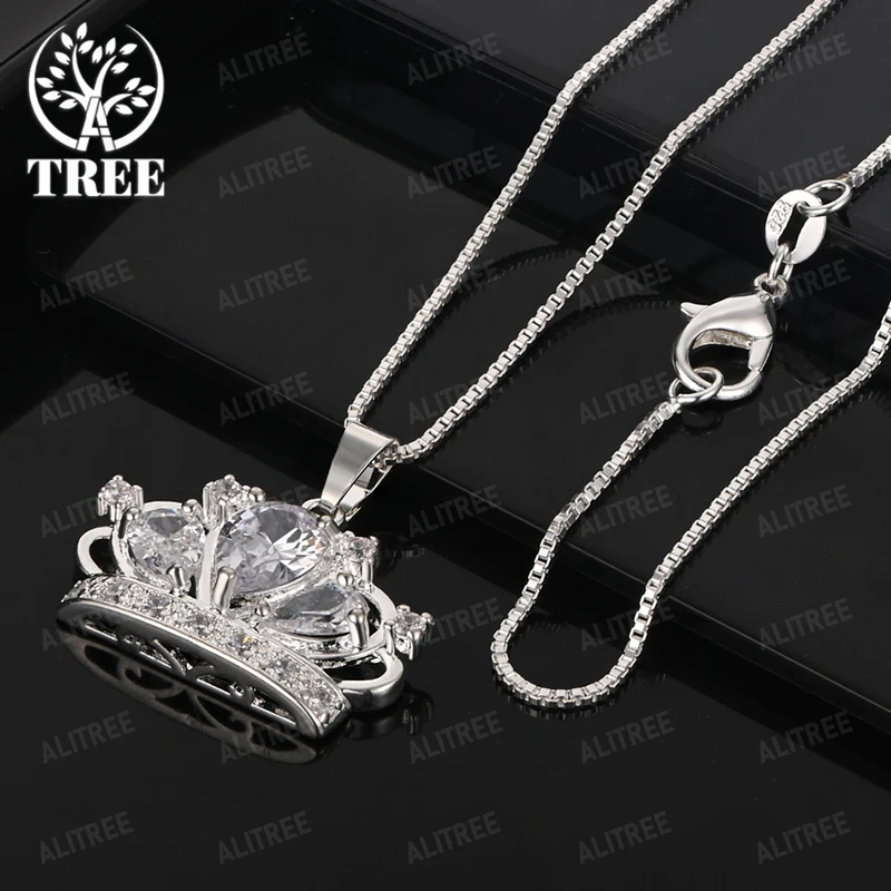 925 فضة تاج زهرة مربع جولة دوامة قلادة قلادة المرأة حفل زفاف نوبل مجوهرات اكسسوارات هدية لطيفة