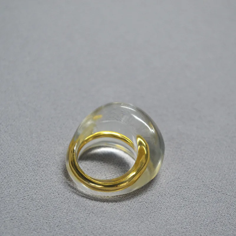 Vintage resin ring for women 2026 new cool minimalist wide Transparent girls fashion finger accessory