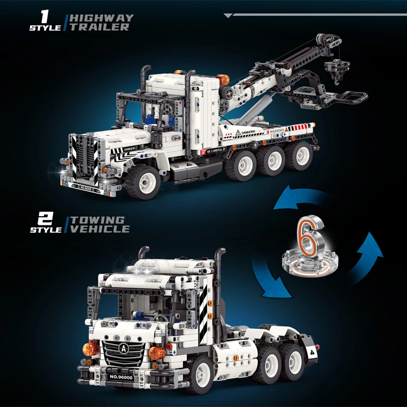 

Набор для сборки модели тягача-трейлера на радиоуправлении, 1288 деталей, конструктор MOC, развивающая игрушка для детей, подарок на день рождения
