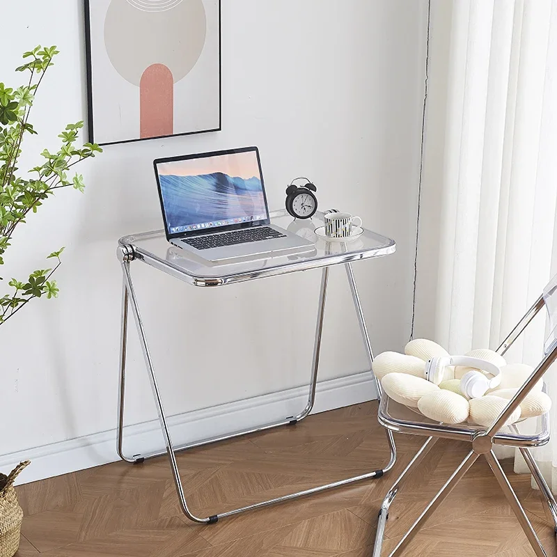 Acrylic Folding Desk Small Portable Study Desk Balcony and Bedroom Computer Table Mini Bedside Table Lightweight