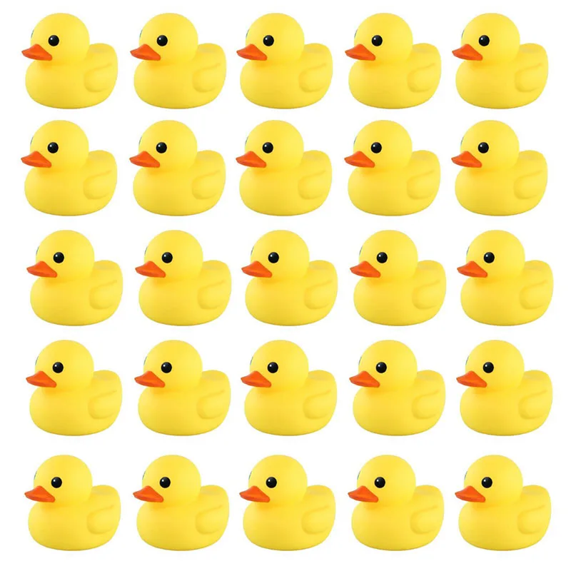 10-150pcs Cute Duck Baby Bath toys Squeeze animal Rubber toy duck BB water toy Race Squeaky Rubber yellow Duck Classic Toys