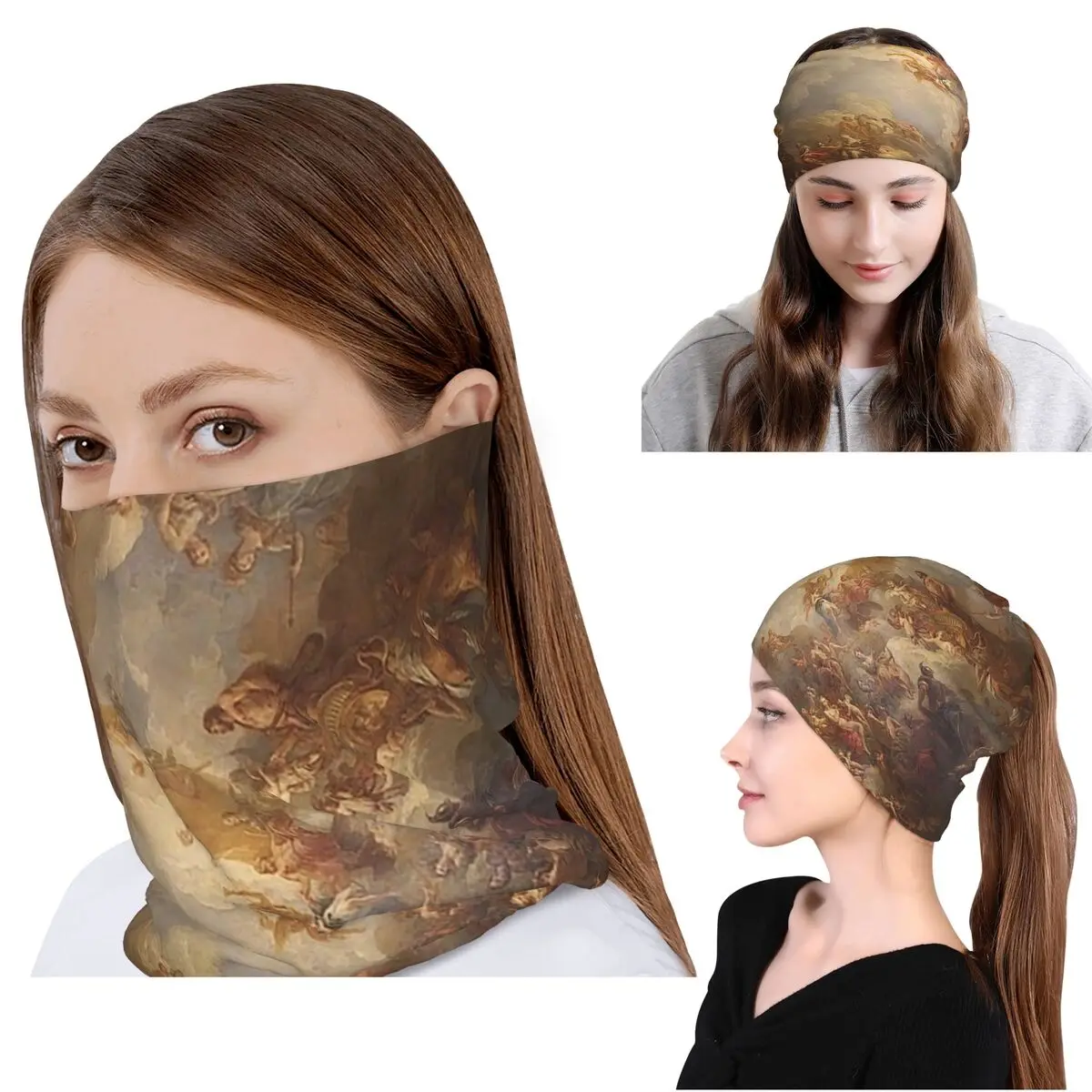 Brown Ceiling At Versailles Renaissance Panting Bandana Neck Cover Face Scarf Warm Headband Beanies Hat for Men Women Adult
