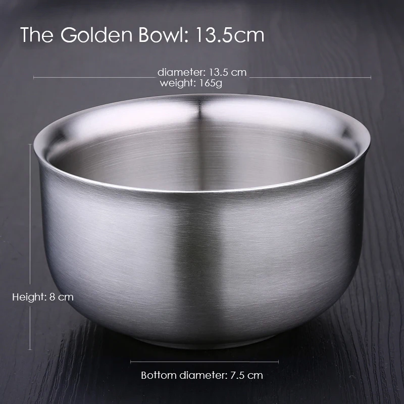 304 Stainless Steel Bowl Double Anti-Scalding Food Container Korean Rice Salad  Ramen Instant Noodles Soup  Metal