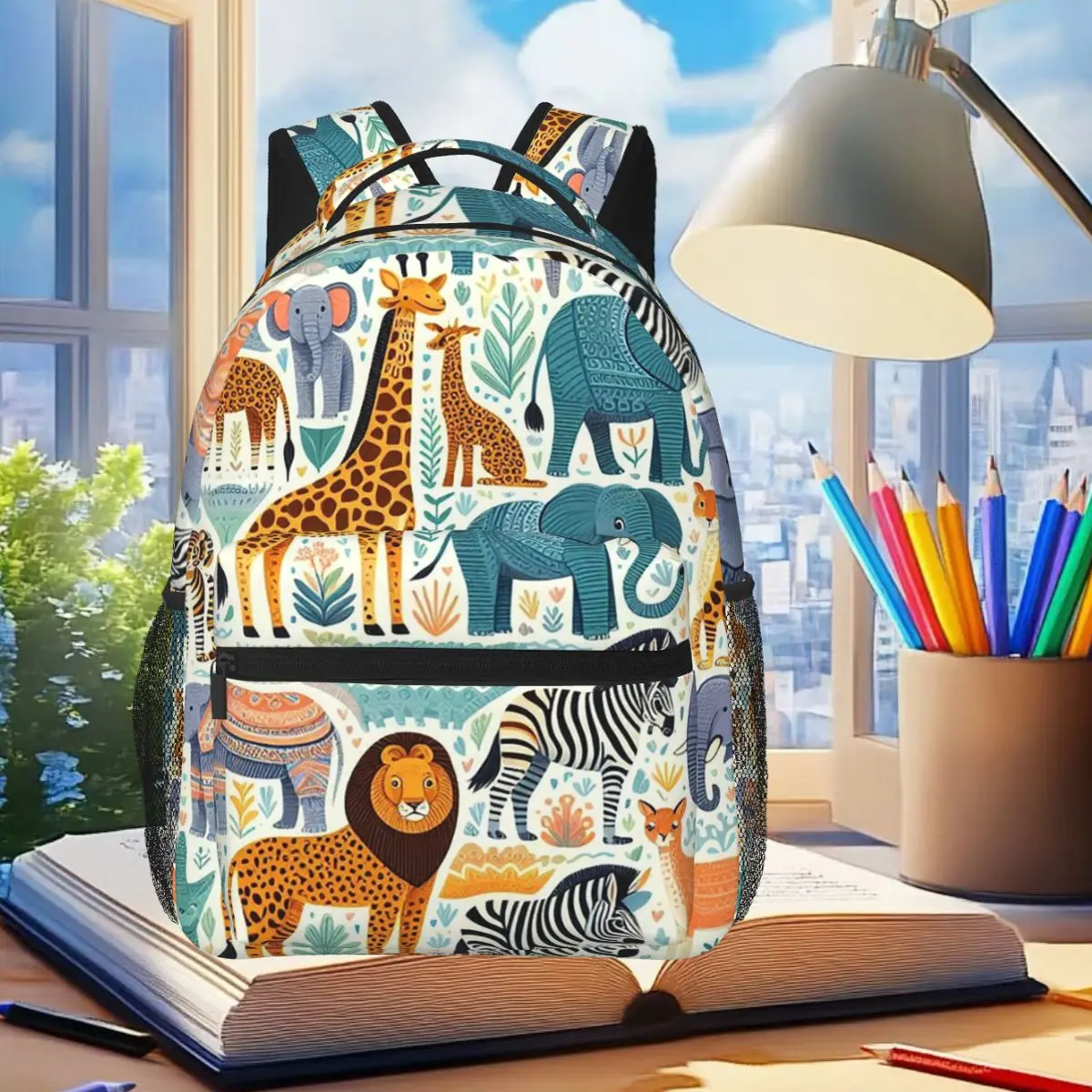 Zoo Animals Wild Safari Friends Backpack Student Boys Girls BookBag Children School Bag Computer Shoulder Bags for Men Women