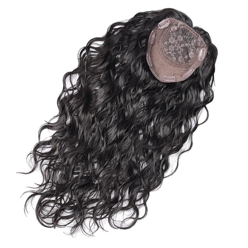

Breathable Base European Human Hair Topper For Thinning Hair Women Soft Natural Black Curly Hair Topper