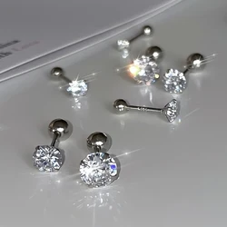 IOGOU 4mm 5mm 6.5mm Sparking Moissanite Earrings Studs For Women Men 100% 925 Silver Plated Rose Yellow Gold Ball Screw Back Ear