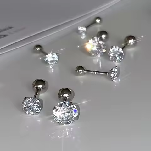 IOGOU 4mm 5mm 6.5mm Sparking Moissanite Earrings Studs For Women Men 100% 925 Silver Plated Rose Yellow Gold Ball Screw Back GRA