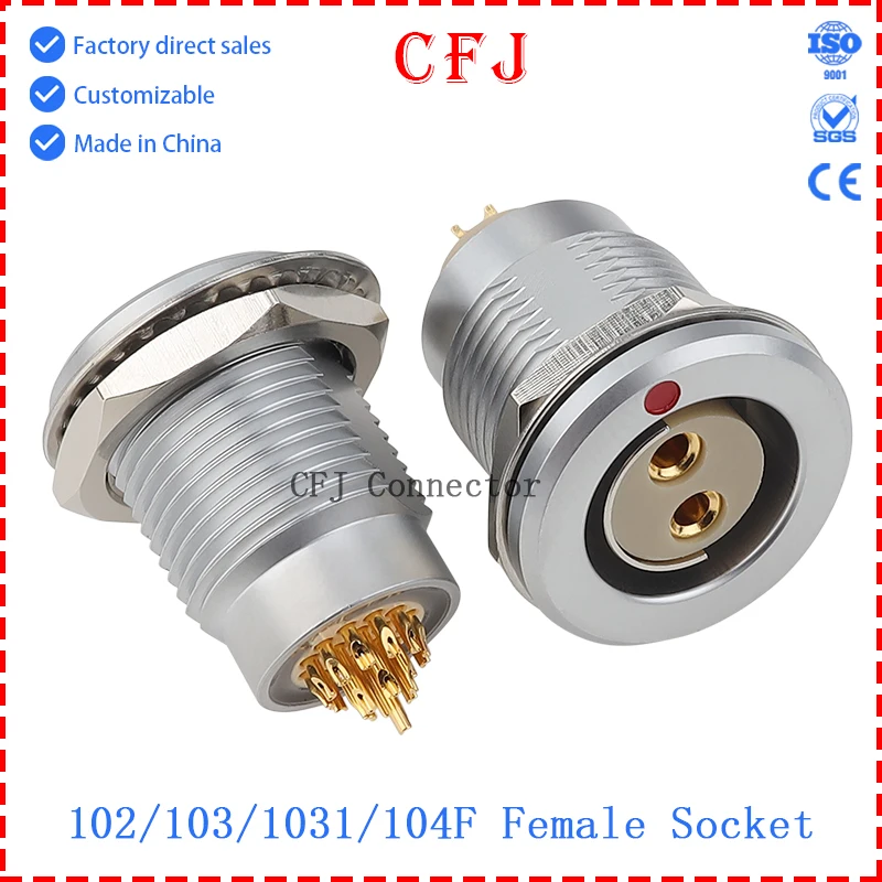 Fischer M14 M16 104F1031F 2-19Pin Self locking Female Socket Connector Internal Nut Fixation Half-Moon Positioning