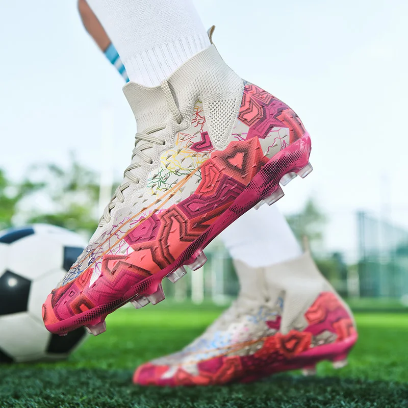 

Men's Football Shoes FG Anti-slip Cleats Fashionable Lightweight Football Boots High Top Anti-slip And Wear-resistant