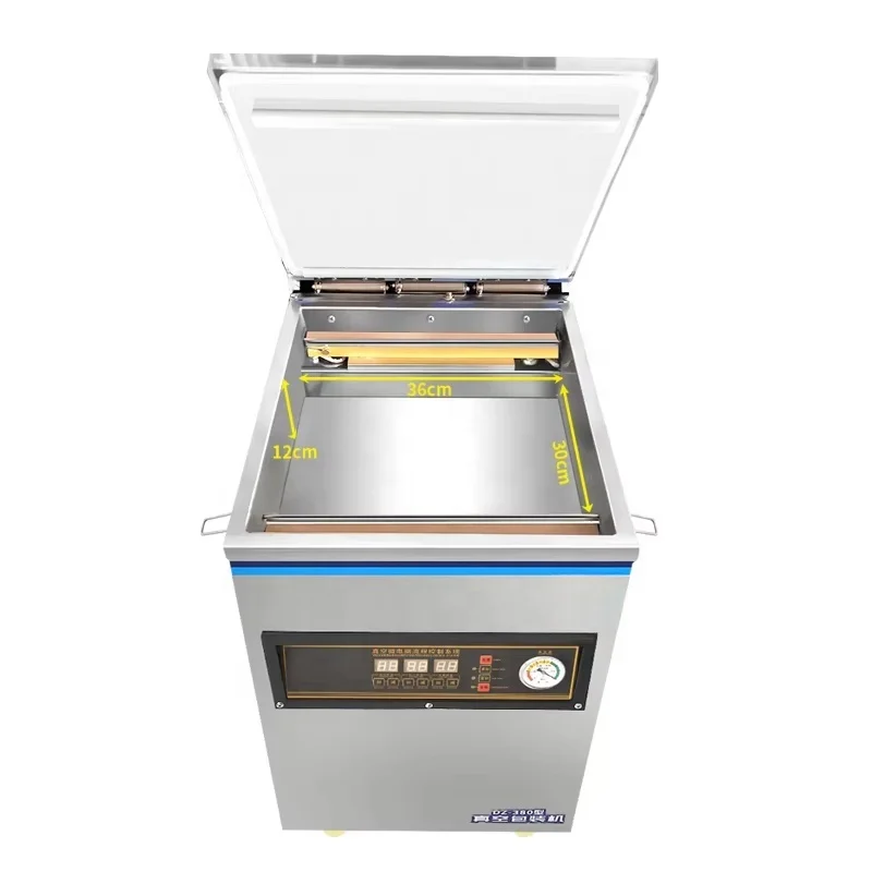DZ-380 Multifunctional Single Chamber Vacuum Sealer Machine For Food Meat Seafood Cereals Candy Nuts Textiles And Foil Pouches