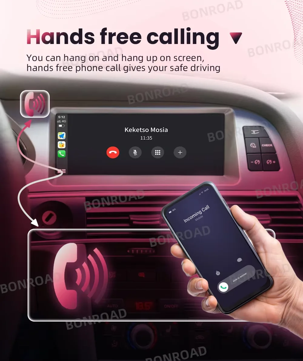 BONROAD Linux Touch Screen Wireless Carplay Car Radio Android Auto For Audi Q7 4L 2005-2015 GPS Navigation Multimedia Player