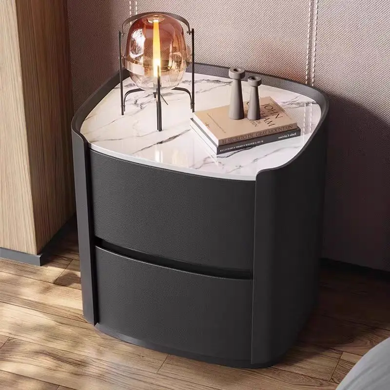 Solid wood rock slab bedside  oval bedroom bedside  locker rock slab upgraded storage  space home