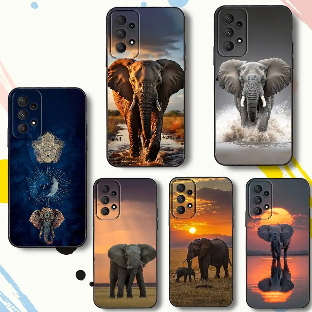 

Huge Elephant A-Animal Phone Case For Samsung Galaxy A 80,72,73,91,53,22,51,52,5G,Plus,J,Note Soft Black Cover