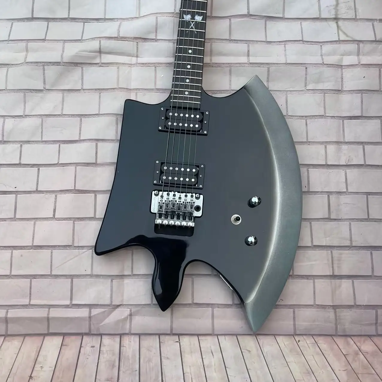 Electric Guitar Axe Model 6-Chord Electric Guitar, Black Body, Factory Realistic Photo, In Stock, Order and Ship Immediately